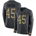 Wholesale Cheap Nike Jaguars #45 K'Lavon Chaisson Anthracite Salute to Service Youth Stitched NFL Limited Therma Long Sleeve Jersey