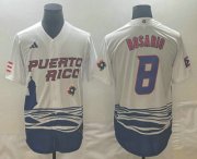 Wholesale Cheap Men's Puerto Rico Baseball #8 Eddie Rosario 2023 White World Classic Stitched Jerseys