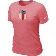 Wholesale Cheap Women's Nike Team USA Hockey Winter Olympics KO Collection Locker Room T-Shirt Pink