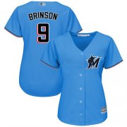 Wholesale Cheap Marlins #9 Lewis Brinson Blue Alternate Women's Stitched MLB Jersey