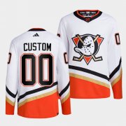 Wholesale Cheap Men's Anaheim Ducks Custom White 2022-23 Reverse Retro Stitched Jersey