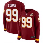 Wholesale Cheap Nike Redskins #99 Chase Young Burgundy Red Team Color Women's Stitched NFL Limited Therma Long Sleeve Jersey