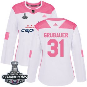 Wholesale Cheap Adidas Capitals #31 Philipp Grubauer White/Pink Authentic Fashion Stanley Cup Final Champions Women\'s Stitched NHL Jersey