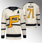 Wholesale Cheap Men's Pittsburgh Penguins #71 Evgeni Malkin Cream 2023 Winter Classic Stitched Jersey