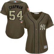 Wholesale Cheap Yankees #54 Aroldis Chapman Green Salute to Service Women's Stitched MLB Jersey