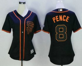 Wholesale Cheap Women\'s San Francisco Giants #8 Hunter Pence Black SF Cool Base Baseball Jersey