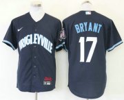 Wholesale Cheap Men's Chicago Cubs #17 Kris Bryant Navy Blue 2021 City Connect Stitched MLB Cool Base Nike Jersey