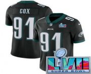 Wholesale Cheap Men's Philadelphia Eagles #91 Fletcher Cox Limited Black Super Bowl LVII Vapor Jersey