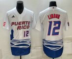 Wholesale Cheap Mens Puerto Rico Baseball #23 Francisco Lindor Number White 2023 World Baseball Classic Stitched Jersey