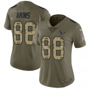 Wholesale Cheap Nike Texans #88 Jordan Akins Olive/Camo Women's Stitched NFL Limited 2017 Salute To Service Jersey