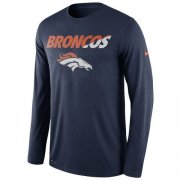 Wholesale Cheap Men's Denver Broncos Nike Navy Legend Staff Practice Long Sleeves Performance T-Shirt