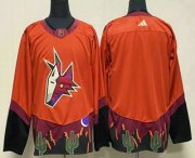 Wholesale Cheap Men's Arizona Coyotes Blank Orange 2022 Reverse Retro Stitched Jersey