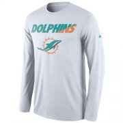 Wholesale Cheap Men's Miami Dolphins Nike White Legend Staff Practice Long Sleeves Performance T-Shirt
