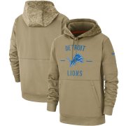 Wholesale Cheap Men's Detroit Lions Nike Tan 2019 Salute to Service Sideline Therma Pullover Hoodie