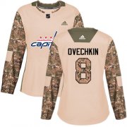 Wholesale Cheap Adidas Capitals #8 Alex Ovechkin Camo Authentic 2017 Veterans Day Women's Stitched NHL Jersey