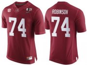 Wholesale Cheap Men's Alabama Crimson Tide #74 Cam Robinson Red 2017 Championship Game Patch Stitched CFP Nike Limited Jersey