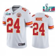 Wholesale Cheap Men's Kansas City Chiefs #24 Skyy Moore White Super Bowl LVII Patch Vapor Untouchable Limited Stitched Jersey