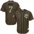Wholesale Cheap Twins #7 Joe Mauer Green Salute to Service Stitched Youth MLB Jersey