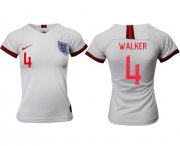 Wholesale Cheap Women's England #4 Walker Home Soccer Country Jersey
