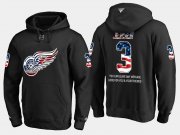 Wholesale Cheap Red Wings #3 Nick Jensen NHL Banner Wave Usa Flag Black Hoodie