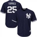 Wholesale Cheap Yankees #25 Gleyber Torres Navy blue Cool Base Stitched Youth MLB Jersey