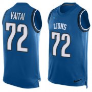 Wholesale Cheap Nike Lions #72 Halapoulivaati Vaitai Blue Team Color Men's Stitched NFL Limited Tank Top Jersey