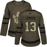 Wholesale Cheap Adidas Maple Leafs #13 Mats Sundin Green Salute to Service Women's Stitched NHL Jersey