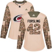 Wholesale Cheap Adidas Hurricanes #42 Gustav Forsling Camo Authentic 2017 Veterans Day Women's Stitched NHL Jersey