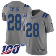 Wholesale Cheap Nike Colts #28 Jonathan Taylor Gray Men's Stitched NFL Limited Inverted Legend 100th Season Jersey