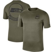 Wholesale Cheap Men's Seattle Seahawks Nike Olive 2019 Salute to Service Sideline Seal Legend Performance T-Shirt