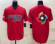 Wholesale Cheap Men's Puerto Rico Baseball 2023 Red World Baseball Big Logo With Patch Classic Stitched Jerseys