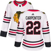 Wholesale Cheap Adidas Blackhawks #22 Ryan Carpenter White Road Authentic Women's Stitched NHL Jersey