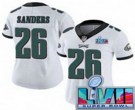 Wholesale Cheap Women\'s Philadelphia Eagles #26 Miles Sanders Limited White Super Bowl LVII Vapor Jersey