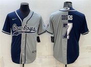 Wholesale Cheap Men's Dallas Cowboys #7 Trevon Diggs Navy Gray Split With Patch Cool Base Stitched Baseball Jersey