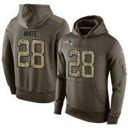 Wholesale Cheap NFL Men's Nike New England Patriots #28 James White Stitched Green Olive Salute To Service KO Performance Hoodie