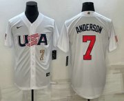 Wholesale Cheap Mens USA Baseball #7 Tim Anderson Number 2023 White World Baseball Classic Stitched Jersey