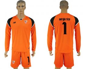 Wholesale Cheap Sevilla #1 Sergio Rico Orange Goalkeeper Long Sleeves Soccer Club Jersey