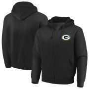Wholesale Cheap Green Bay Packers Majestic Cap Logo Full-Zip Hoodie Black