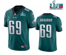 Wholesale Cheap Men\'s Philadelphia Eagles #69 Landon Dickerson Green Super Bowl LVII Patch Vapor Untouchable Limited Stitched Jersey
