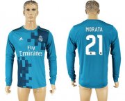 Wholesale Cheap Real Madrid #21 Morata Sec Away Long Sleeves Soccer Club Jersey