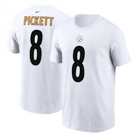 Wholesale Cheap Men\'s Pittsburgh Steelers #8 Kenny Pickett 2022 White NFL Draft First Round Pick Player Name & Number T-Shirt