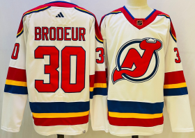 Wholesale Cheap Men\'s New Jersey Devils #30 Martin Brodeur White 2022 Reverse Retro Authentic Jersey