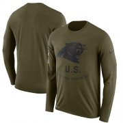 Wholesale Cheap Men's Carolina Panthers Nike Olive Salute to Service Sideline Legend Performance Long Sleeve T-Shirt