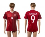 Wholesale Cheap Danmark #9 Tomasson Red Home Soccer Country Jersey