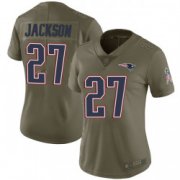 Wholesale Cheap Women's New England Patriots #27 J.C. Jackson Limited Salute to Service Green Jersey