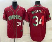 Wholesale Cheap Mens Mexico Baseball #34 Fernando Valenzuela Number 2023 Red Blue World Baseball Classic Stitched Jersey