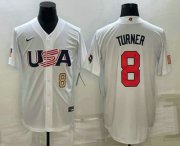 Wholesale Cheap Men's USA Baseball #8 Trea Turner Number 2023 White World Baseball Classic Stitched Jerseys