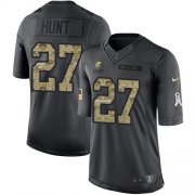 Wholesale Cheap Nike Browns #27 Kareem Hunt Black Men's Stitched NFL Limited 2016 Salute to Service Jersey