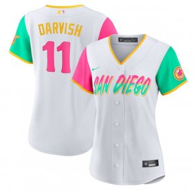 Wholesale Cheap Women\'s San Diego Padres #11 Yu Darvish White 2022 City Connect Cool Base Stitched Baseball Jersey(Run Small)