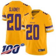 Wholesale Cheap Nike Vikings #20 Jeff Gladney Gold Men's Stitched NFL Limited Inverted Legend 100th Season Jersey